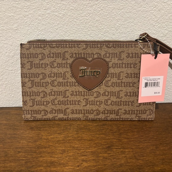 Juicy Couture Handbags - NWT Juicy Couture Brown Logo Clutch